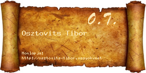 Osztovits Tibor névjegykártya